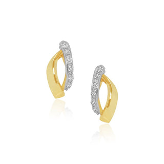 Sleek Diamond & Gold Stud Earrings in 10K Gold