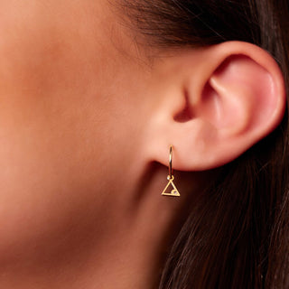 Triangle Dangle Gold Hoop Earrings in 10K Yellow Gold