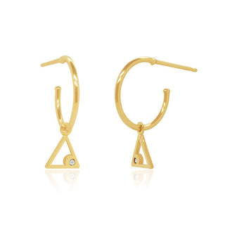 Triangle Dangle Gold Hoop Earrings in 10K Yellow Gold