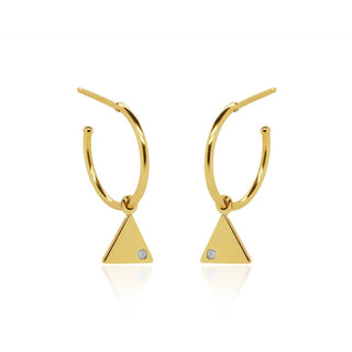 Dainty Triangle Dangle Gold Hoop Earrings in 10K Yellow Gold