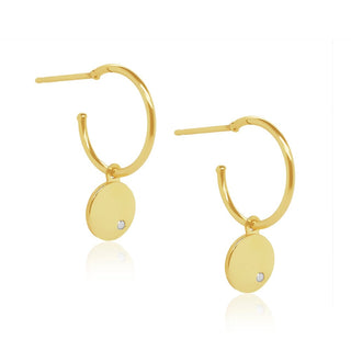 Dainty Gold Dangle Hoop Earrings in 10K Yellow Gold