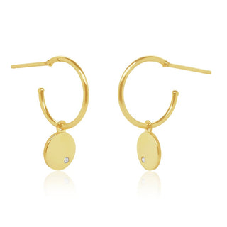 Dainty Gold Dangle Hoop Earrings in 10K Yellow Gold