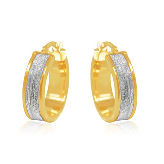 Shimmering Band Glitter Gold Hoop Earrings in 9K Yellow Gold