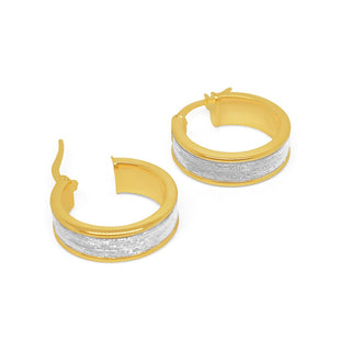 Shimmering Band Glitter Gold Hoop Earrings in 9K Yellow Gold