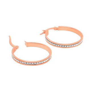 Minimalistic Flat Glitter Gold Hoop Earrings in 9K Rose Gold