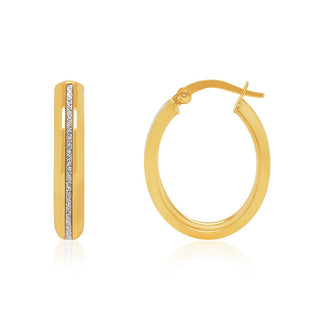 Elegant Glitter Gold Hoop Earrings in 9K Yellow Gold