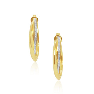 Overlapped Glitter Gold Hoop Earrings in 9K Yellow Gold