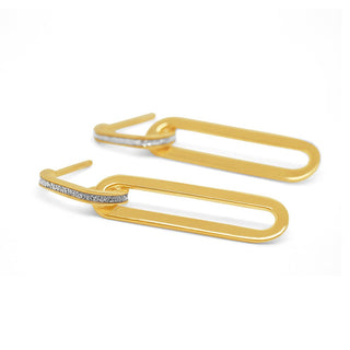 Long Link Dangle Glitter Gold Drop Earrings in 9K Yellow Gold