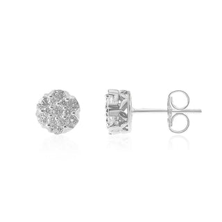 1/2 Carat Floral Lab Grown Diamond Stud Earrings in Sterling Silver