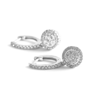 5/8 Carat Lab Grown Diamond Cluster Linear Drop Earrings in Sterling Silver