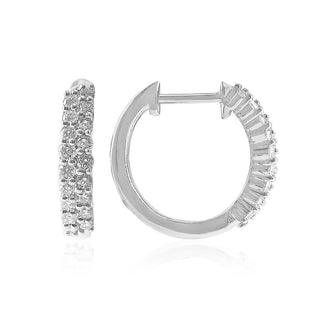 1/2 Carat Double row Lab Grown Diamond Hoop Earrings in Sterling Silver