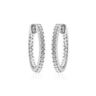 3/4 Carat Lab Grown 50 Stone Diamond Hoop Earrings in Sterling Silver