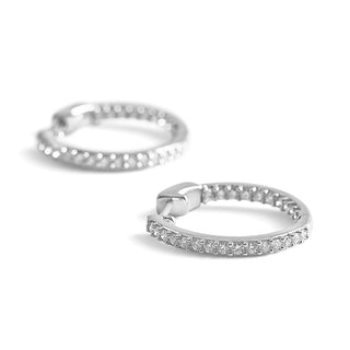 3/4 Carat Lab Grown 50 Stone Diamond Hoop Earrings in Sterling Silver