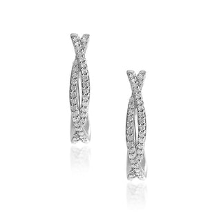 1/5 Carat Criss Cross Diamond Hoops in Sterling Silver