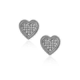 1/10 Carat Heart Shaped Diamond Studs in Sterling Silver