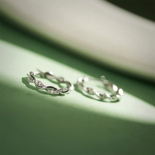 1/5 Carat Thin Twisted Diamond Hoops in Sterling Silver