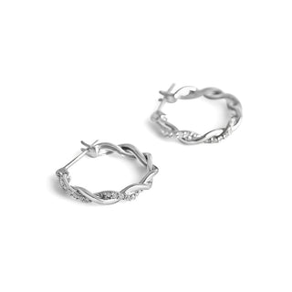 1/5 Carat Thin Twisted Diamond Hoops in Sterling Silver