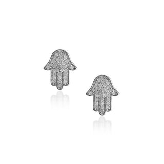 1/5 Carat Diamond Accent Hamza Stud Earrings in Sterling Silver