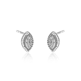 1/6 Carat Leaf Shaped Diamond Stud Earrings in Sterling Silver