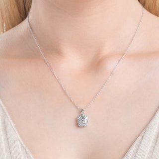 1/3 Carat Square-framed Diamond Pendant Necklace in Sterling Silver-18"