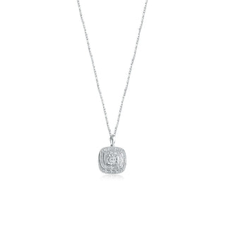 1/6 Carat Square Diamond Pendant Necklace in Sterling Silver-18"