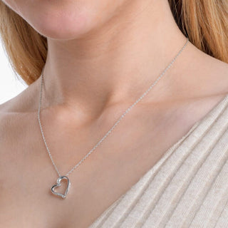 Heart-shaped Artistic Diamond Pendant Necklace in Sterling Silver-18"