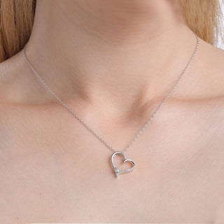 Heart & Cluster Accent Diamond Pendant Necklace in Sterling Silver-18"