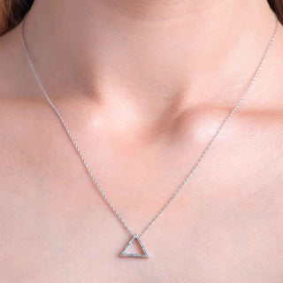 1/8 Carat Studded Triangle Diamond Pendant Necklace in Sterling Silver-18"