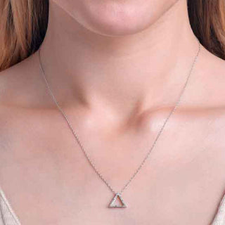 1/8 Carat Studded Triangle Diamond Pendant Necklace in Sterling Silver-18"