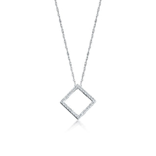 1/8 Carat Studded Diamond-shaped Diamond Pendant Necklace in Sterling Silver-18"