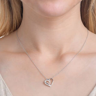1/8 Carat Half-studded Heart-shaped Diamond Pendant Necklace in Sterling Silver-18"