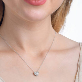 1/5 Carat Framed Heart Diamond Pendant Necklace in Sterling Silver-18"