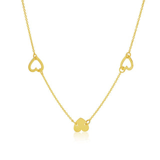Heart Station Gold Necklace in 9K Yellow Gold-18"
