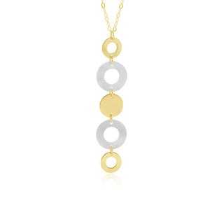 Multi Round with MOP & Gold Chain Necklace in 9K Yellow Gold-18"