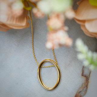 Oval Gold Pendant Necklace in 9K Yellow Gold-18"