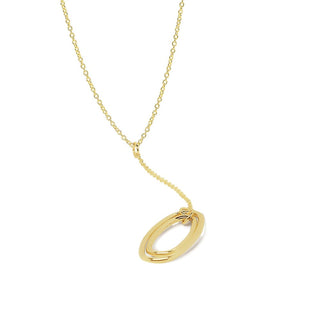 Oval Drop Lariat Gold Necklace in 9K Yellow Gold-18"