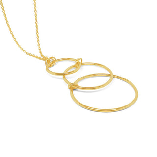 Trio Circle Gold Pendant Necklace in 9K Yellow Gold-18"