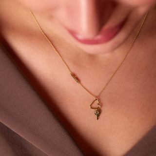 Dual Heart Gold Pendant Necklace in 9K Yellow Gold-18"