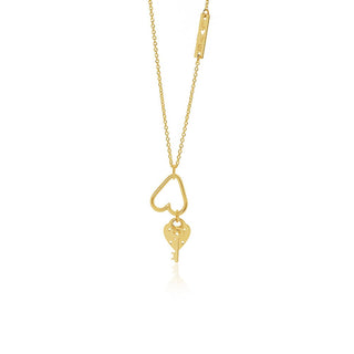 Dual Heart Gold Pendant Necklace in 9K Yellow Gold-18"