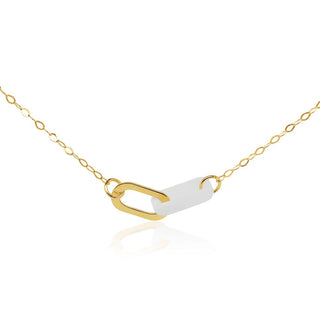 Interlink with MOP & Gold Chain Necklace in 9K Yellow Gold-18"