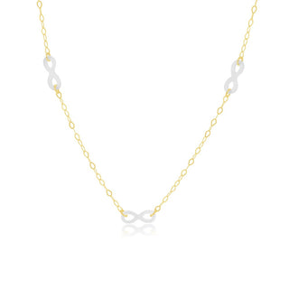 Infinity MOP & Gold Necklace in 9K Yellow Gold-18"