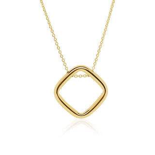 Square-shaped Gold Pendant Necklace in 9K Yellow Gold-18"