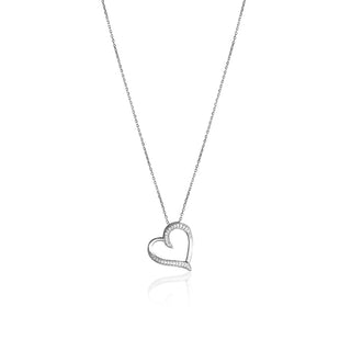 1/5 Carat Simple Hanging Heart Diamond Pendant Necklace in Sterling Silver