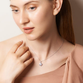 2/5 Carat Rhombus Cluster Diamond Pendant Necklace in Sterling Silver