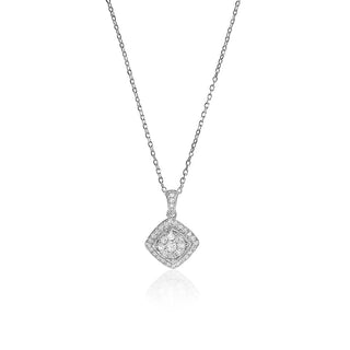 2/5 Carat Rhombus Cluster Diamond Pendant Necklace in Sterling Silver