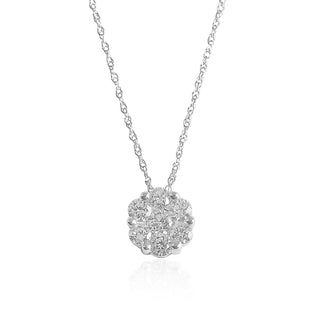 1/2 Carat Lab Grown Diamond Flower Cluster Pendant Necklace in Sterling Silver-18"
