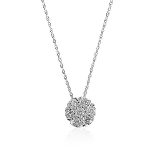 1/2 Carat Classic Round Cluster Lab Grown Diamond Pendant Necklace in Sterling Silver-18"