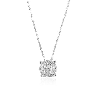 1/2 Carat Round 9 Stone Cluster Lab Grown Diamond Pendant Necklace in Sterling Silver-18"