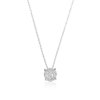 1/2 Carat Round 9 Stone Cluster Lab Grown Diamond Pendant Necklace in Sterling Silver-18"