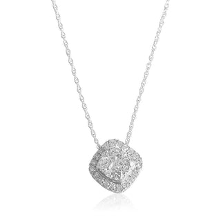 1/2 Carat Dice Shaped Halo Lab Grown Diamond Pendant Necklace in Sterling Silver-18"